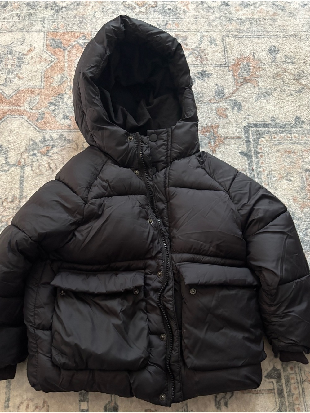 Zara Kids Black Hooded Puffer Jacket